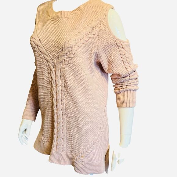 A.N.A Cable Net Pink Hi-Lo Sweater W/Cold Shoulder size XL - Picture 1 of 10